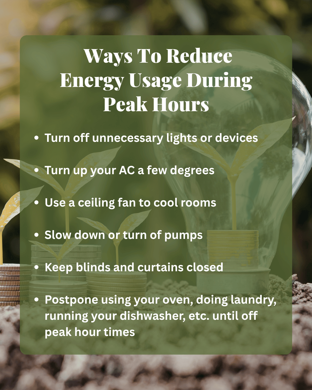 peak days reduce usage 